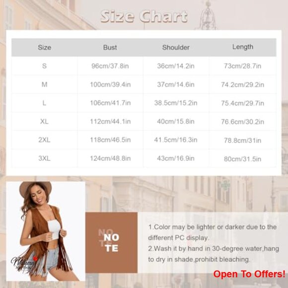 Faux Suede Fringe Vest Sleeveless Tassel Waistcoat Hippie Western - Picture 7 of 7